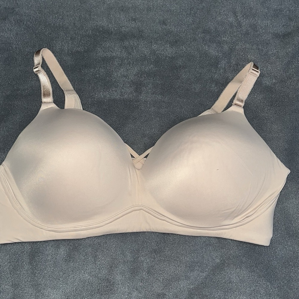 Torrid 44D Bra Beige Wire Free Push Up Back Closure Wireless Stretch 360 Degree